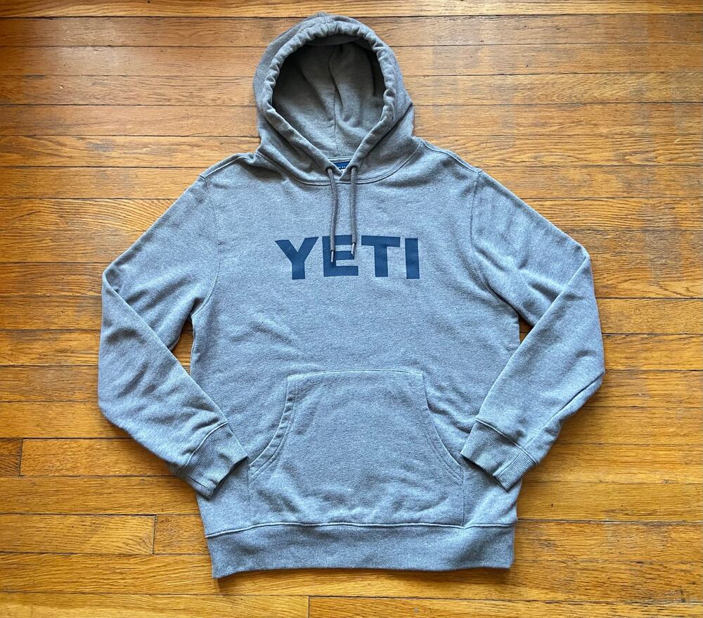 YETI Gray Logo Print Hoodie Mens sz M